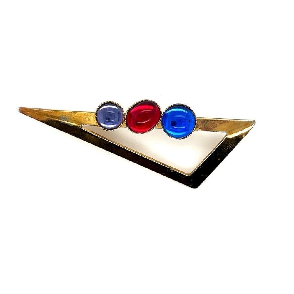 Triangular Brooch with Stones